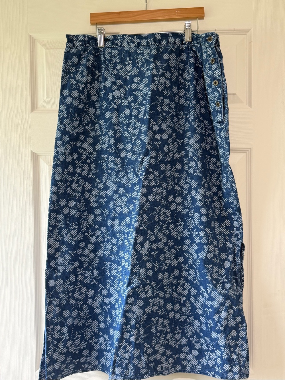 Requirements Blue Floral Denim Maxi Skirt